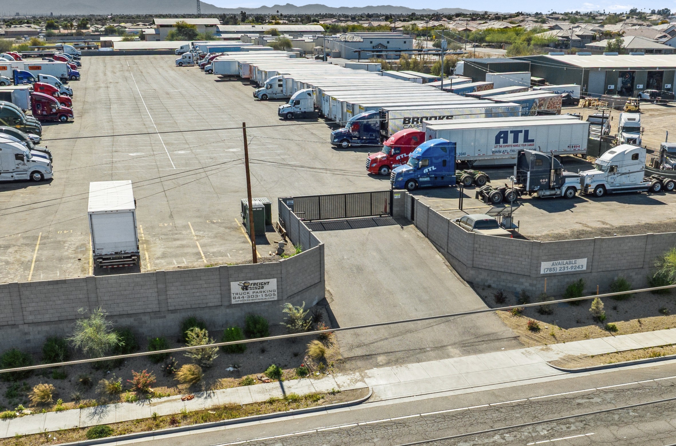 LED lighting in a trucking parking lot